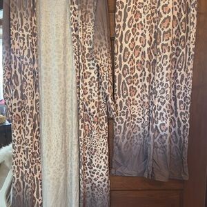 Leopard Print Duster and Skirt Set